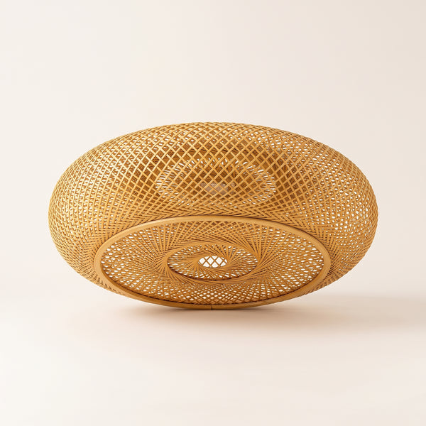 Plafonnier en bambou lanterne plate, 50 ou 60 cm