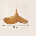 Dimensions : suspension en bambou chapeau asymétrique, 50 cm de diamètre