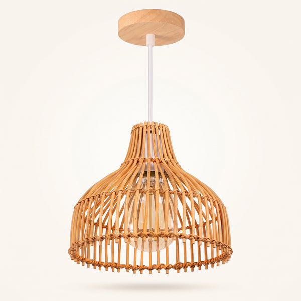 Suspension en bambou cloche 24 cm, rosace en bois