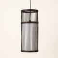 Suspension en bambou cylindre noir, photo produit sur fond clair