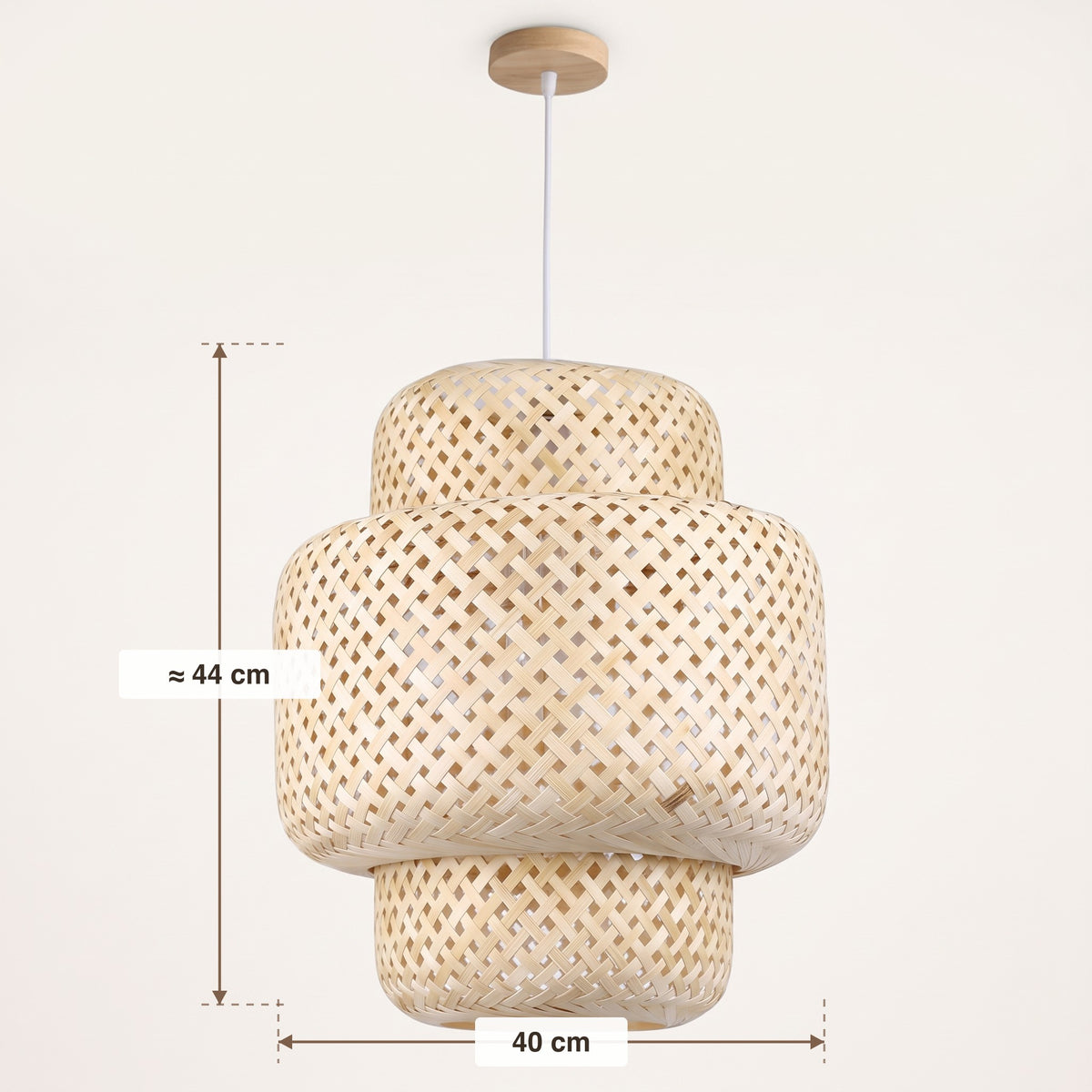 Dimensions : suspension en bambou lanterne à étages, 40 cm de diamètre