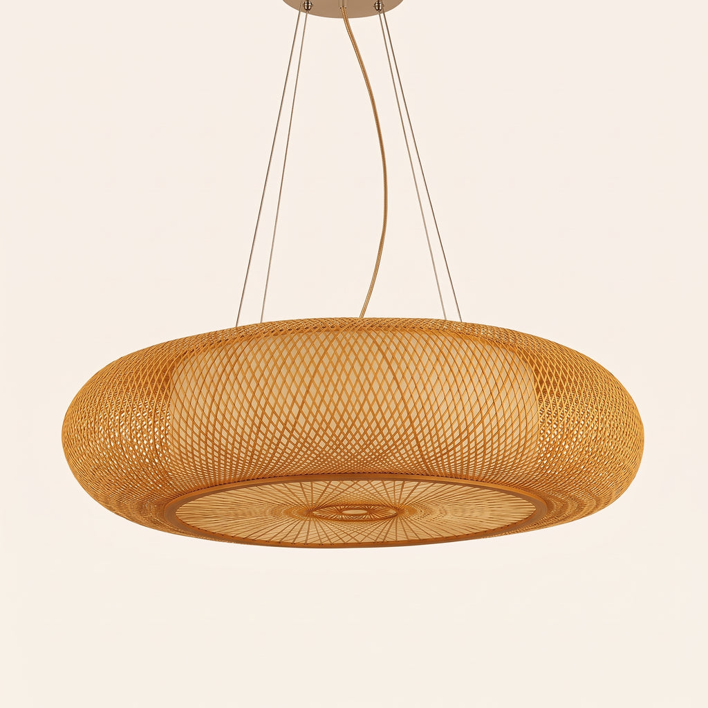 Suspension en bambou lanterne plate, photo produit sur fond clair