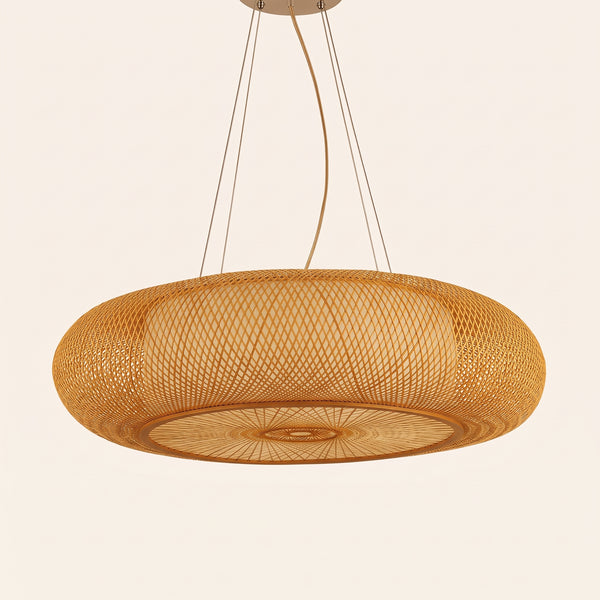 Suspension en bambou lanterne plate 50 cm