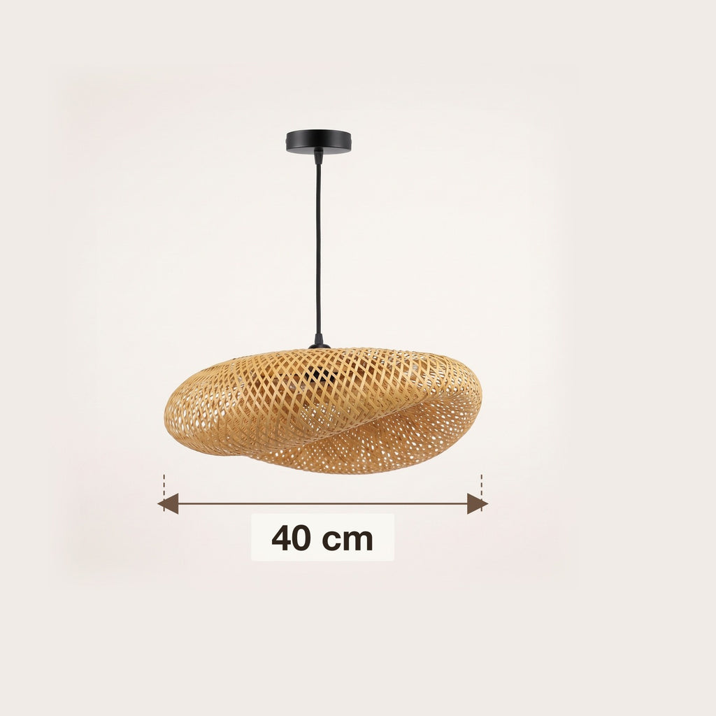 Dimensions : suspension en bambou ovale plate, 40 cm de diamètre