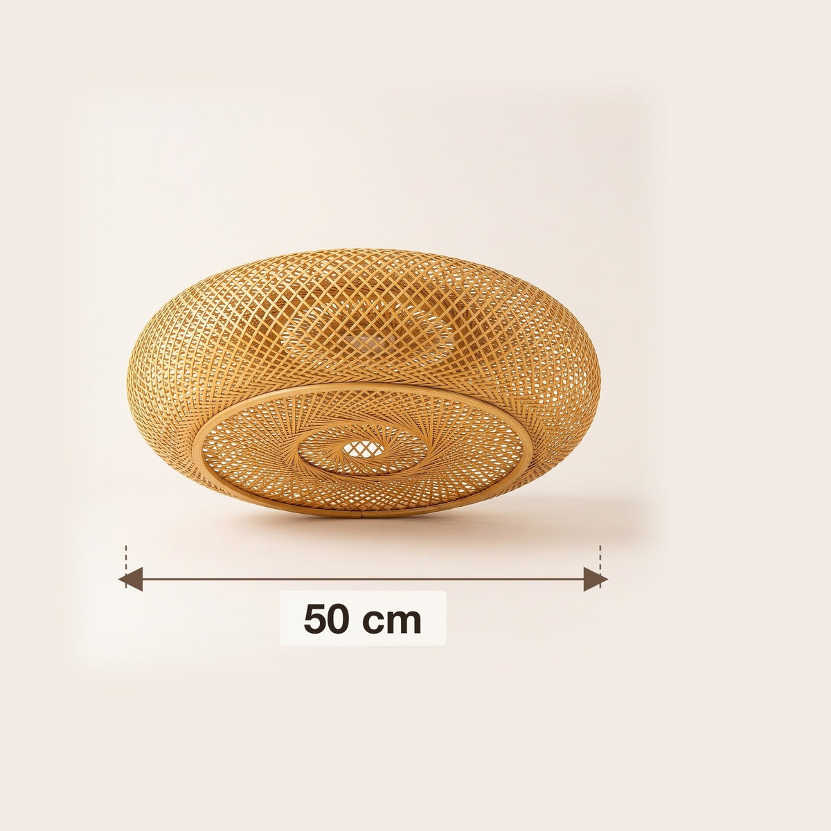 Dimensions : plafonnier en bambou lanterne plate, 50 cm de diamètre