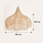 Dimensions : grande suspension en rotin forme citrouille, 60 cm de diamètre et 50 cm de hauteur