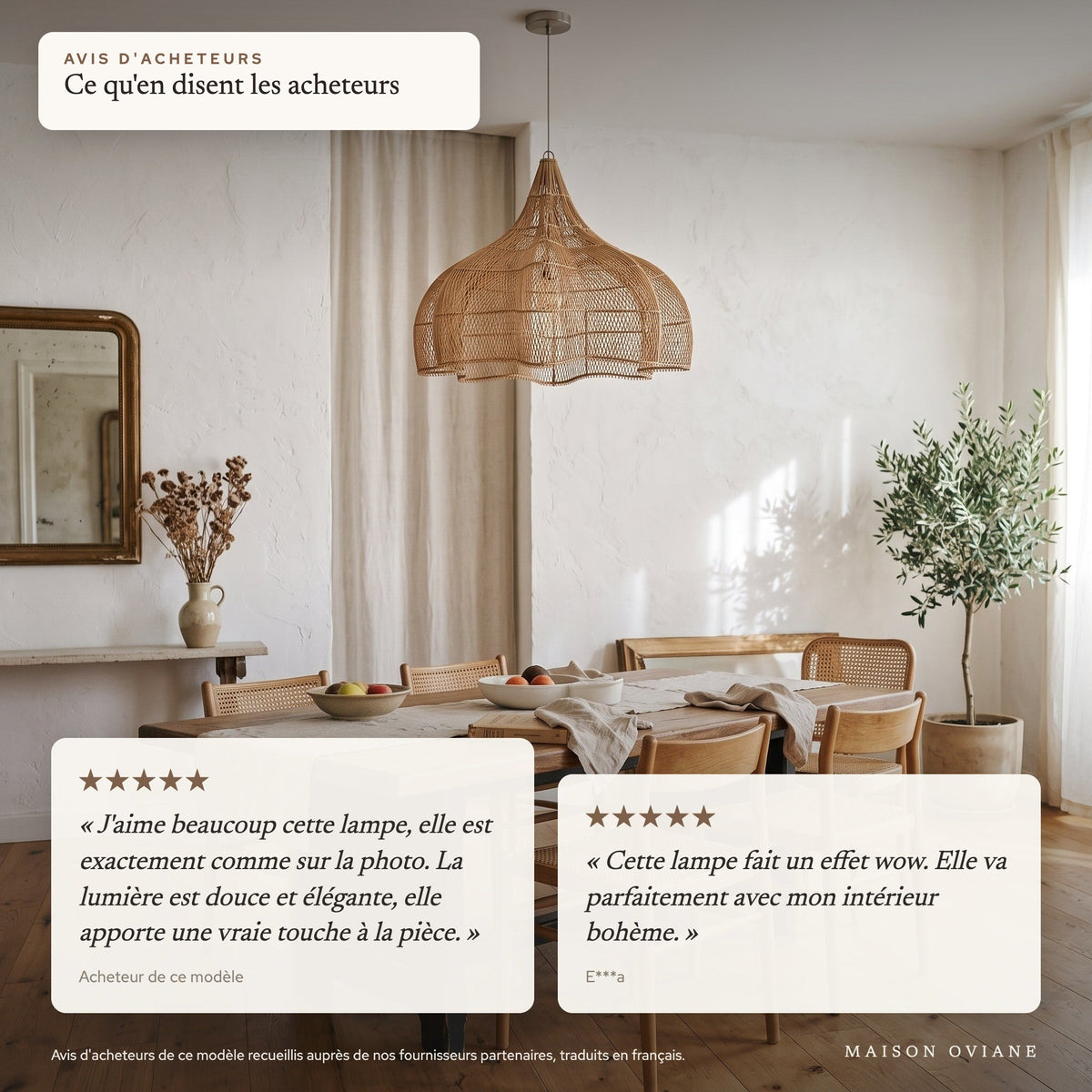 Avis d'acheteurs de ce modèle : grande suspension en rotin forme citrouille 60 cm